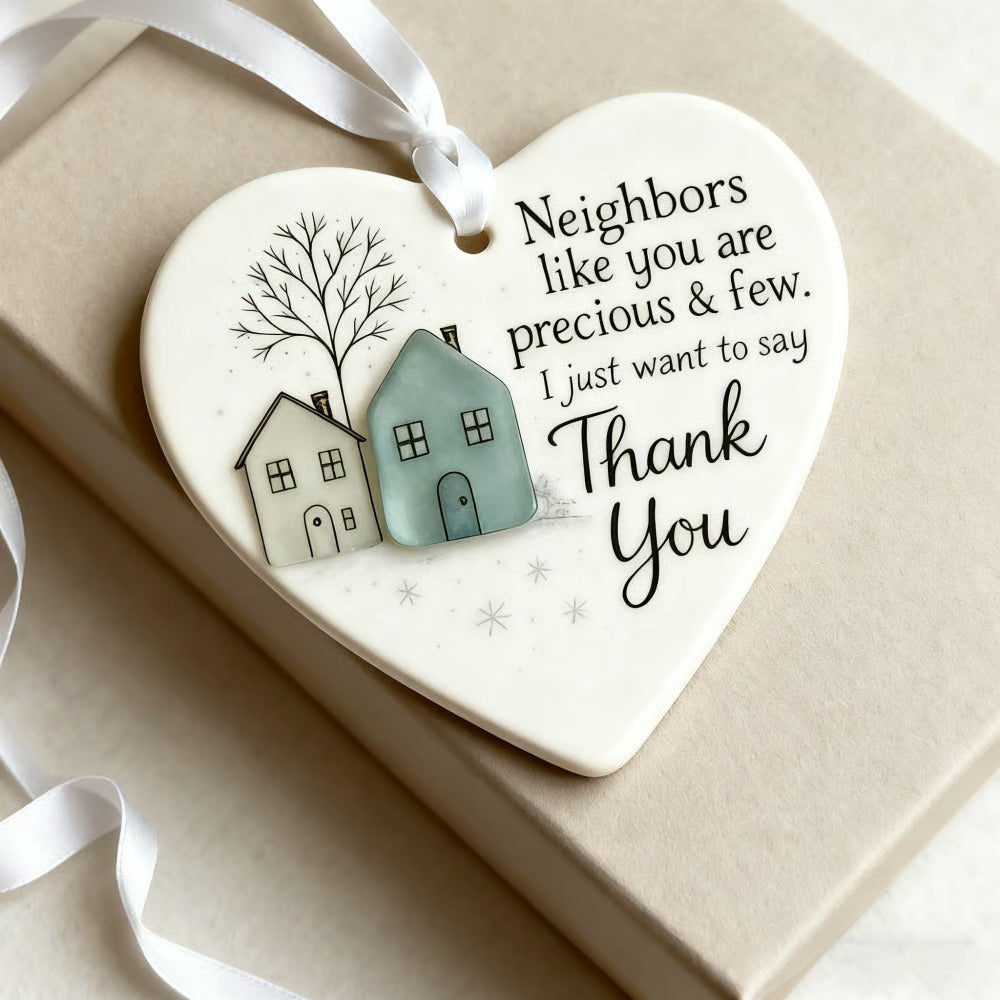 🌊Heart-Shaped Sea Glass Decor-✨ Friendship & 🏠Thank Your Neighbors💝
