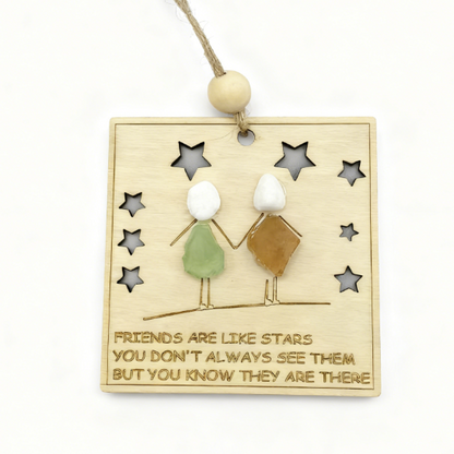🎁🌊Sea Glass Friendship ornament-Friends are like stars🌟