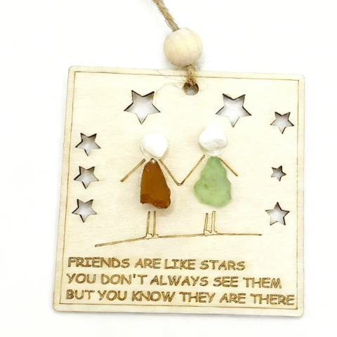 🎁🌊Sea Glass Friendship ornament-Friends are like stars🌟