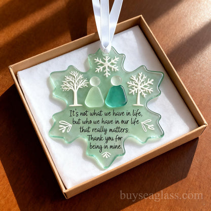 🌊Snowflake-Shaped Sea Glass Friendship Ornament