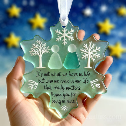 🌊Snowflake-Shaped Sea Glass Friendship Ornament