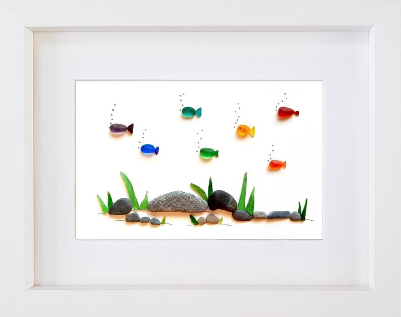【Coastal Gallery Series】Sea Glass &amp; Pebble Art: Rainbow Reef🌈