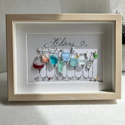 Cocktail Party Sea Glass Art