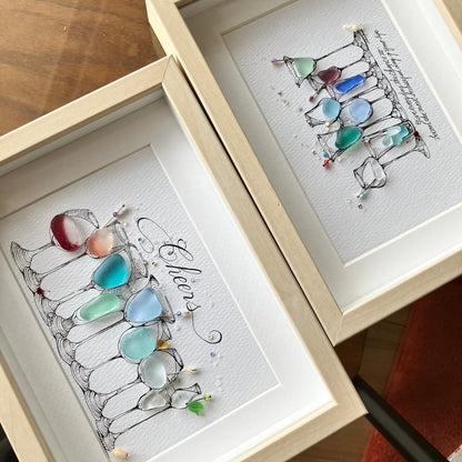 Cocktail Party Sea Glass Art